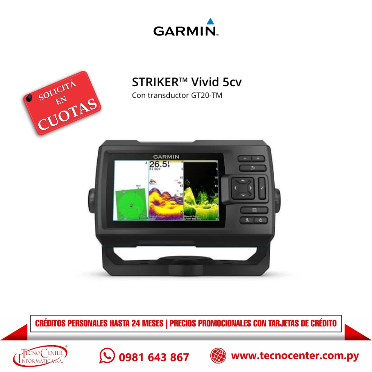 GPS Garmin Striker Vivid 5cv Con Transductor GT20-